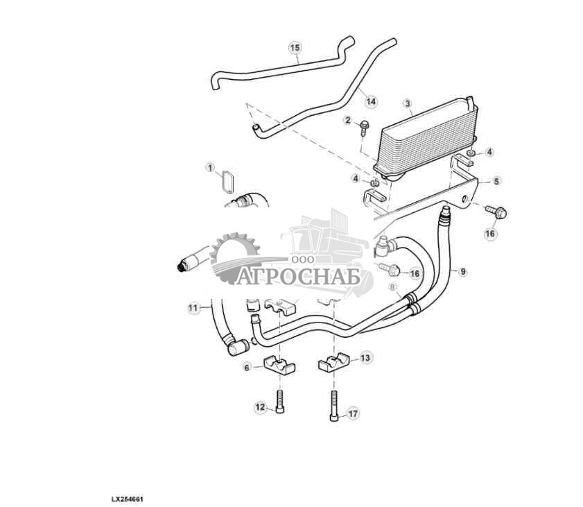 Охладитель масла и трубопроводы, PowrQuad™, с ходоуменьшителем, оборудование 